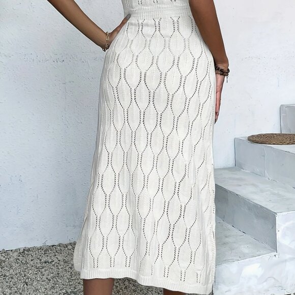 Midi Length Knit Dress Coverup in Ivory L - Picture 4 of 13